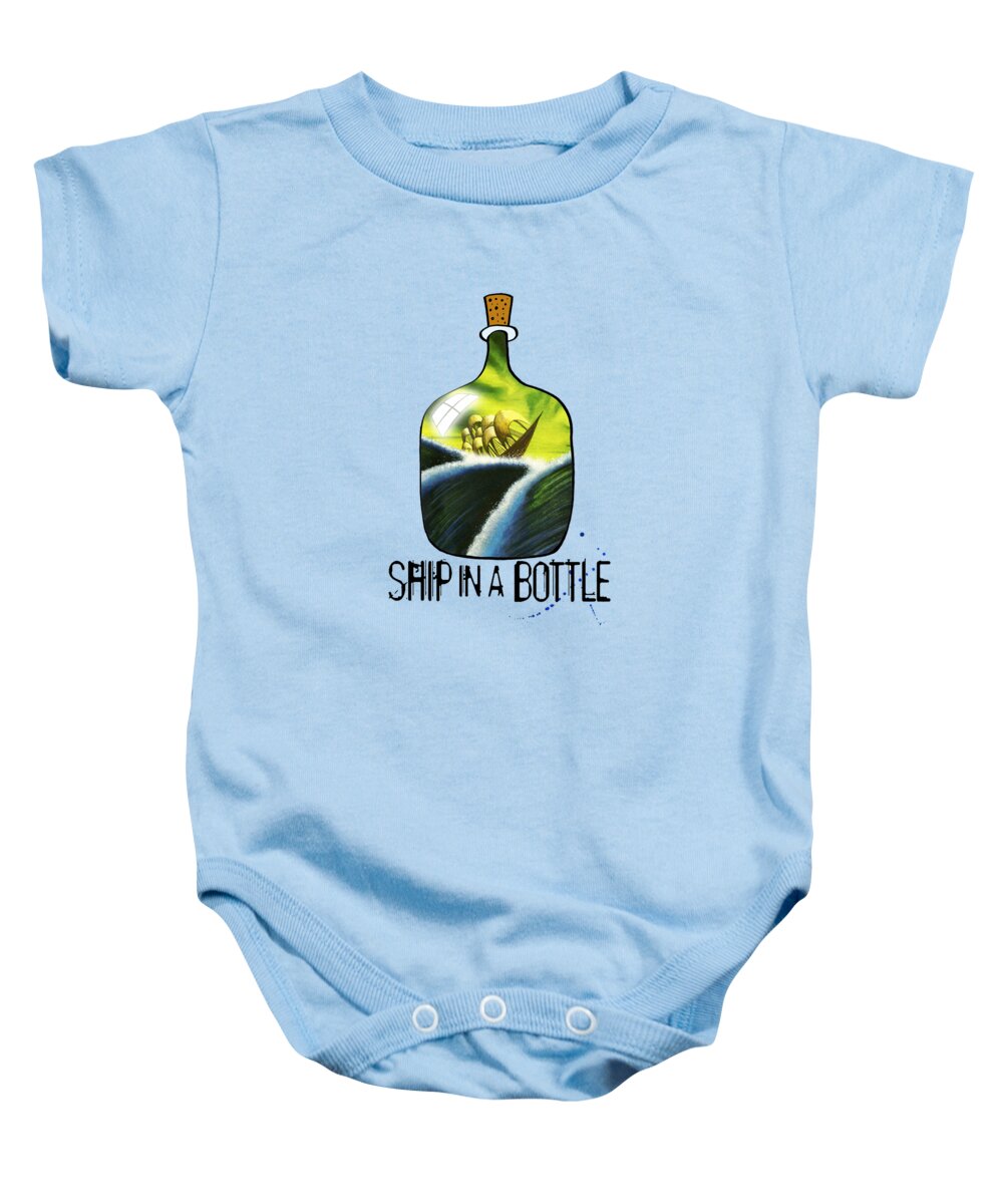 Ship Baby Onesie featuring the mixed media Ship in a Bottle by Andrew Hitchen