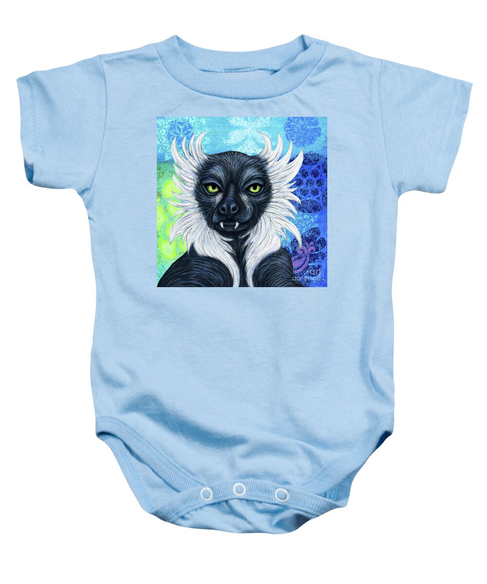 Lemur Baby Onesie featuring the painting Should I Stay Or Should I Go by Amy E Fraser