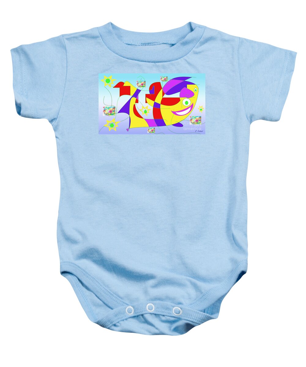 Colorful Baby Onesie featuring the digital art Silly Shapes by Denise F Fulmer