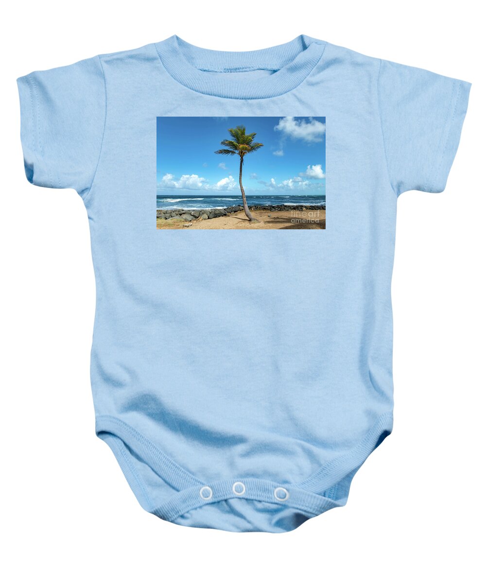 Palm Baby Onesie featuring the photograph Single Palm Tree in Old San Juan, Puerto Rico by Beachtown Views