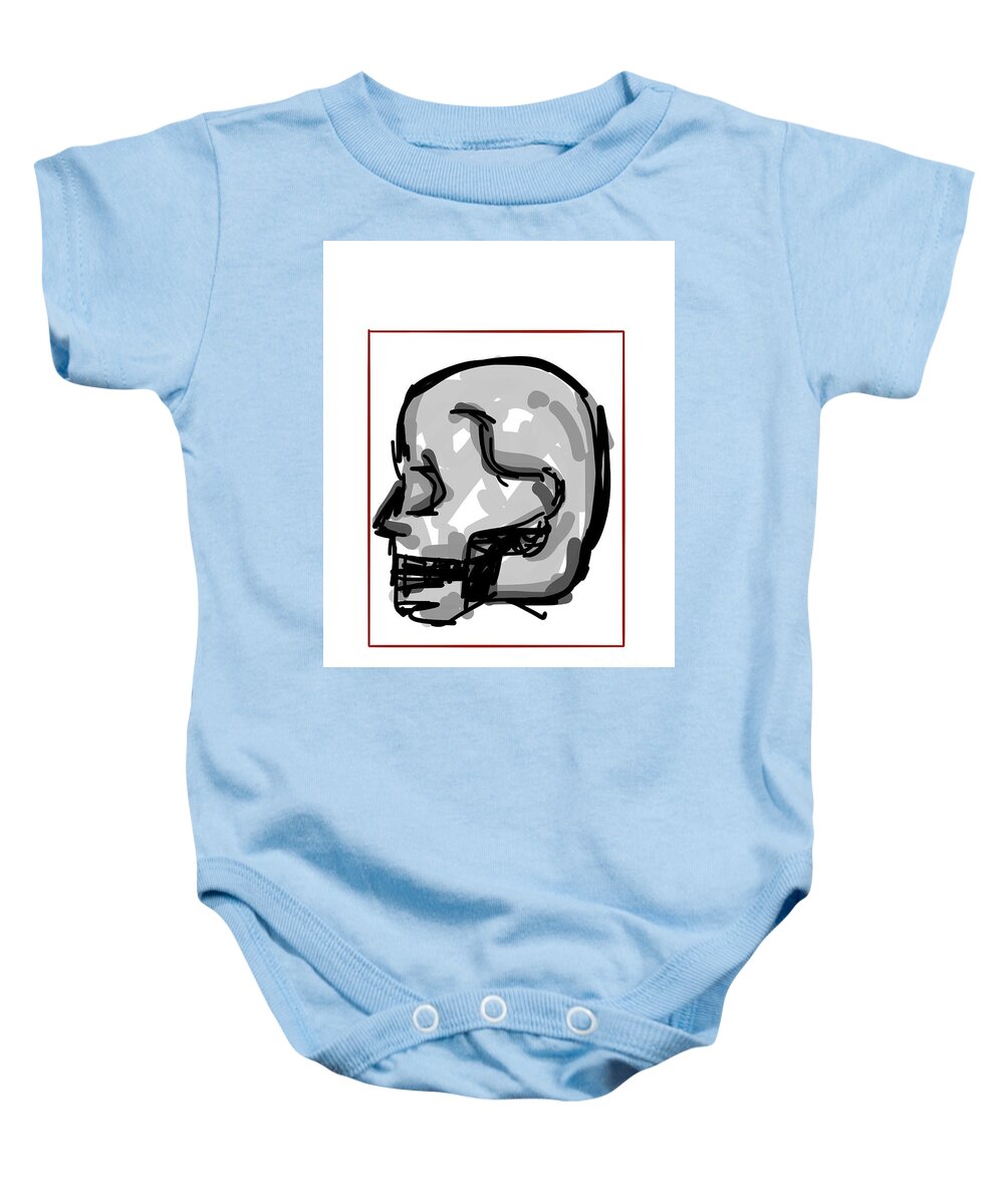  Baby Onesie featuring the painting Skull by Oriel Ceballos