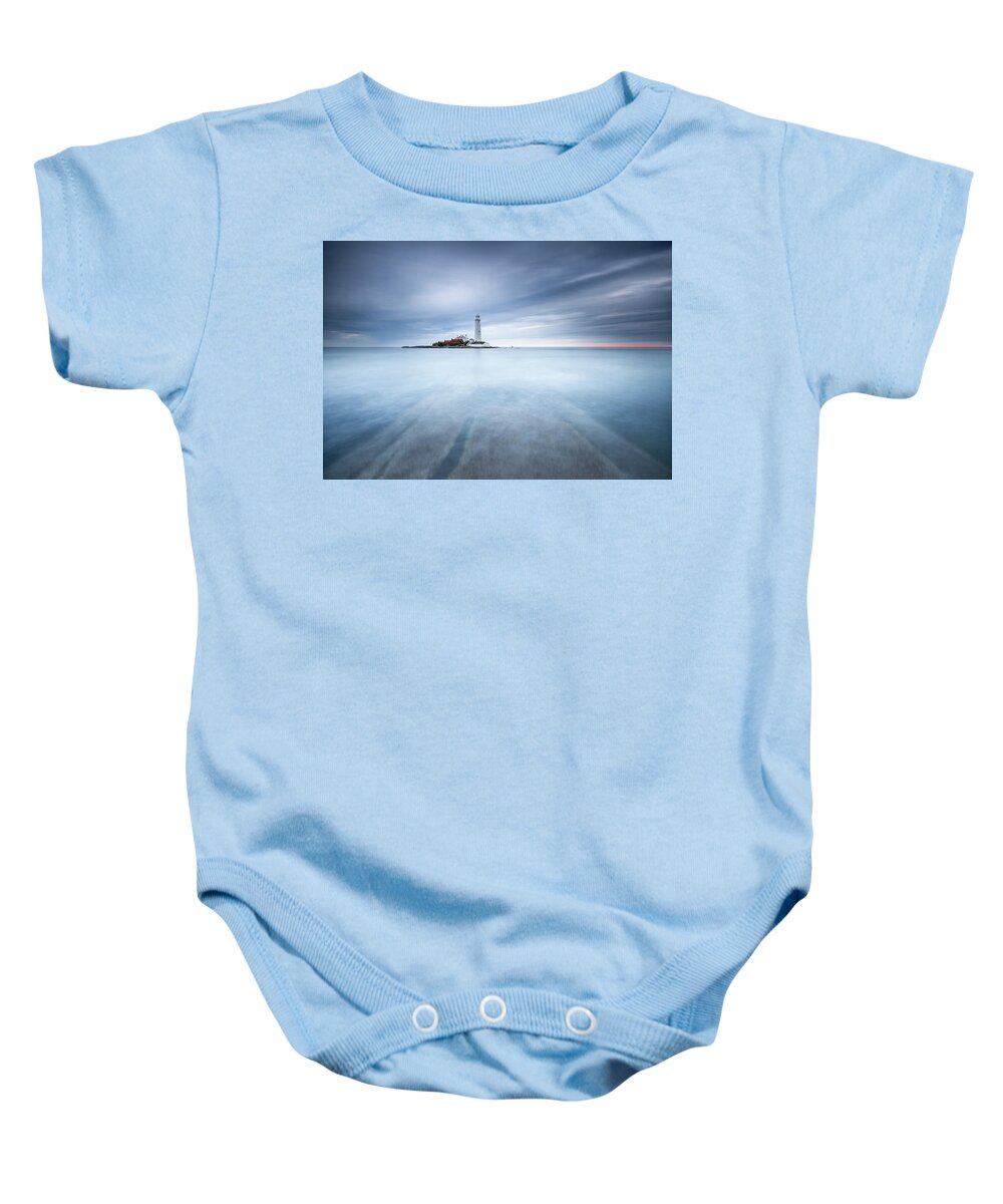 St Mary's Lighthouse Baby Onesie featuring the photograph Sliver - St Mary's Lighthouse by Anita Nicholson