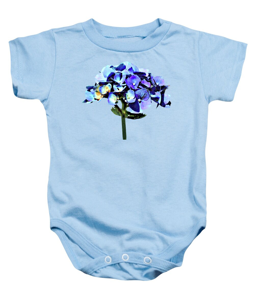 Hydrangea Baby Onesie featuring the photograph Small Blue Hydrangea by Susan Savad
