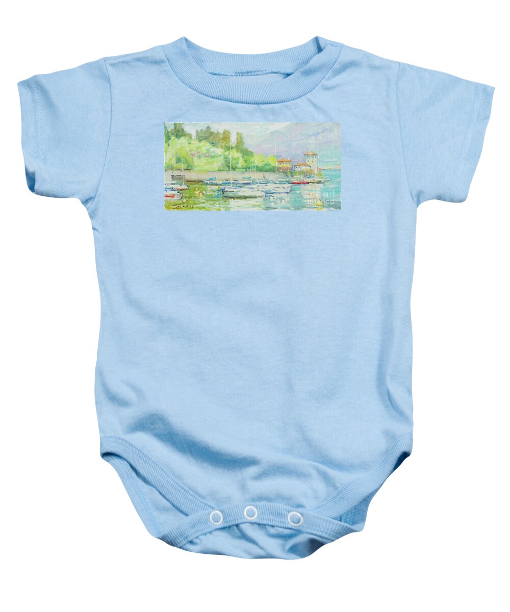 Fresia Baby Onesie featuring the painting Snarls of Color by Jerry Fresia