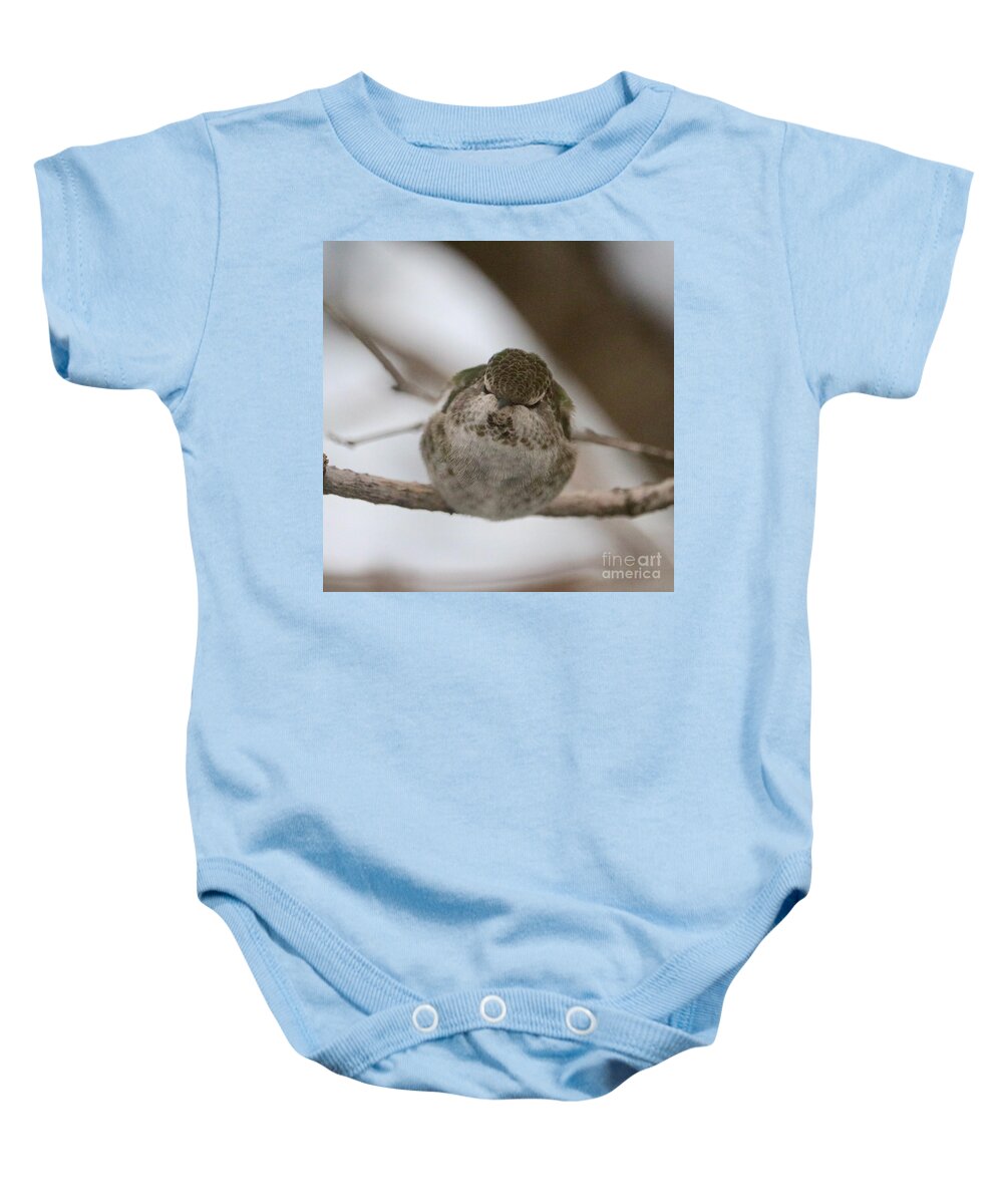 Hummingbird Baby Onesie featuring the photograph Snuggly Sleeping Hummingbird by Carol Groenen