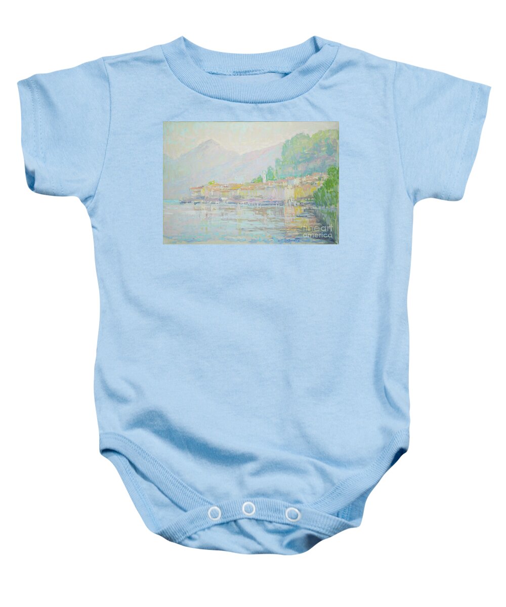 Plein-air Baby Onesie featuring the painting Soft Colors on a Calm Morning by Jerry Fresia