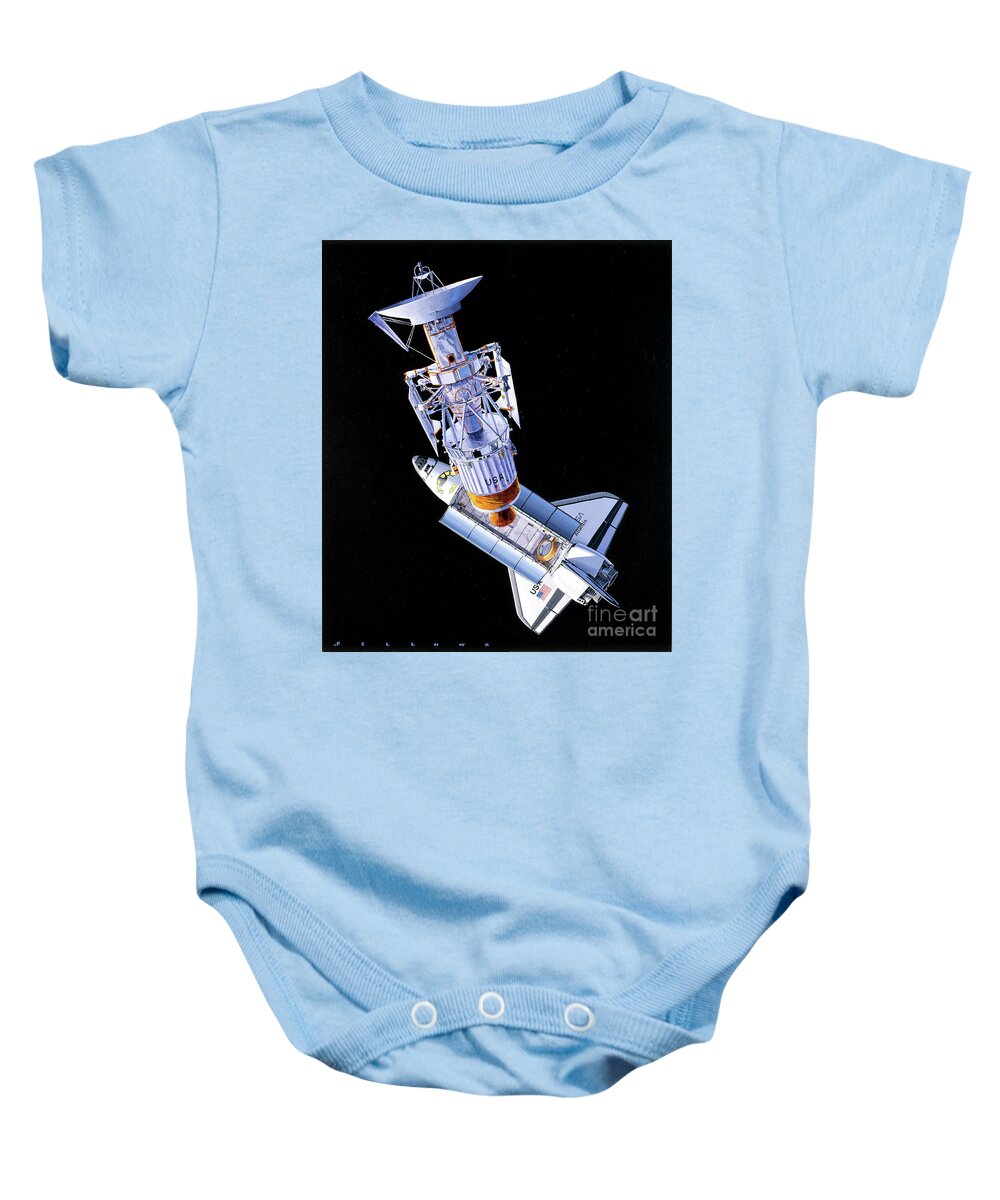 Aviation Baby Onesie featuring the painting Space Shuttle Atlantis by Jack Fellows