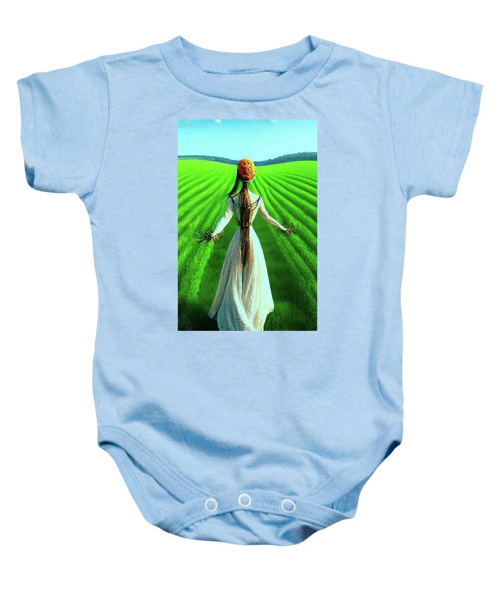 Scarecrow Baby Onesie featuring the painting Spring Bride by Bob Orsillo