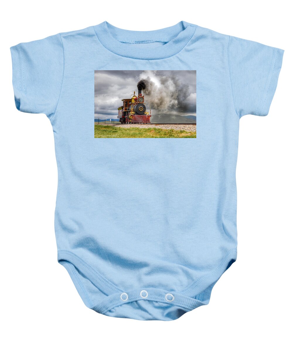 Train Baby Onesie featuring the photograph Steam Engine Full Ahead by Pam Rendall