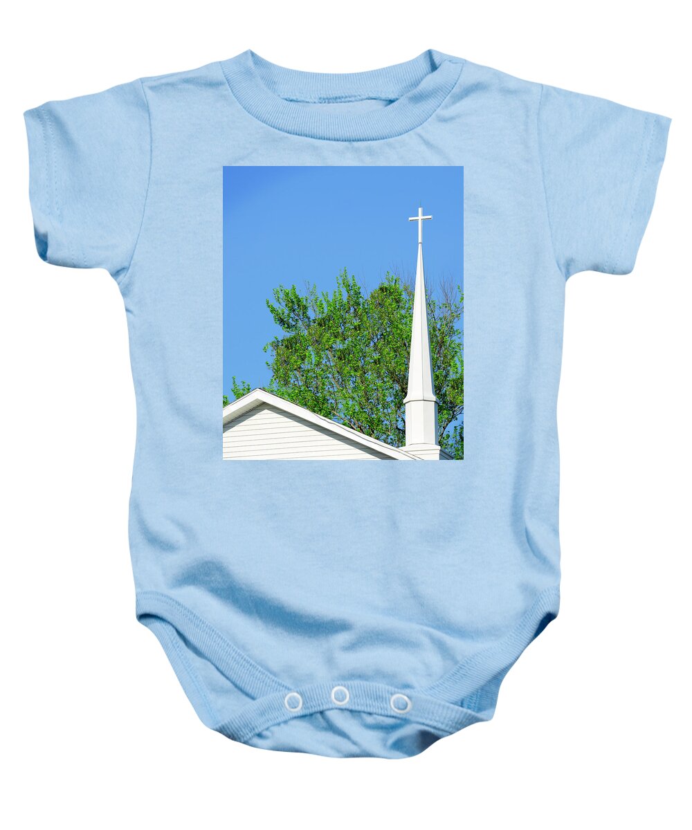  Baby Onesie featuring the photograph Steeple by Courtney Webster