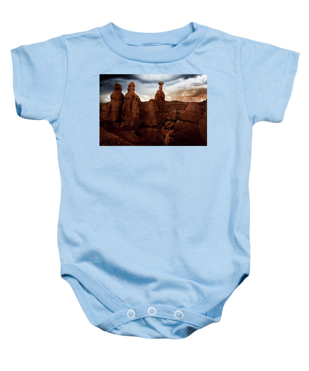 Utah Baby Onesie featuring the photograph Storm Approach - Bryce by Mark Gomez