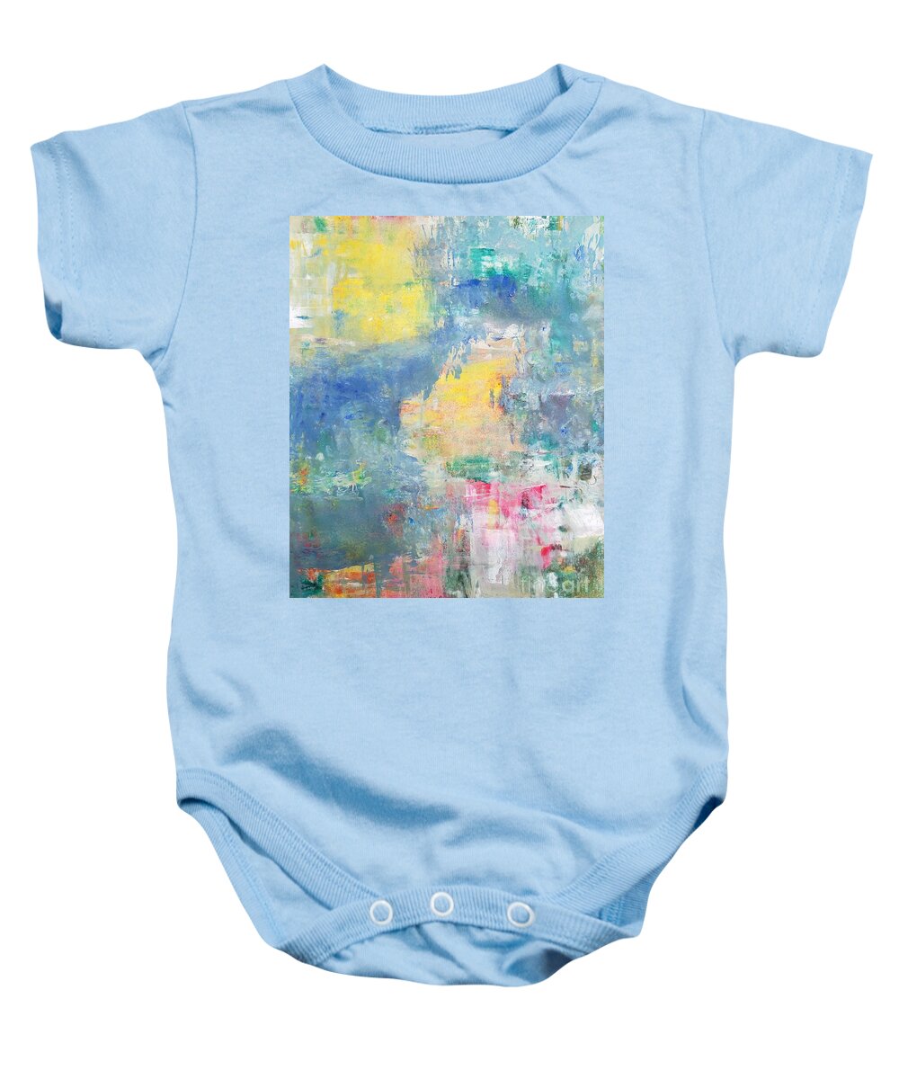 Abstract Mixed Media Baby Onesie featuring the painting Streaming Peace by Lisa Debaets