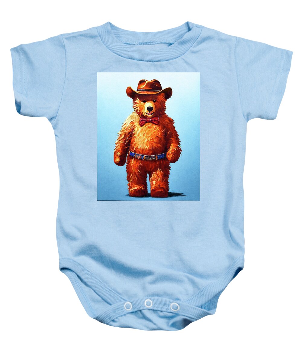 Teddy Bear Baby Onesie featuring the photograph Teddy Bear Cowboy by Mark Tisdale