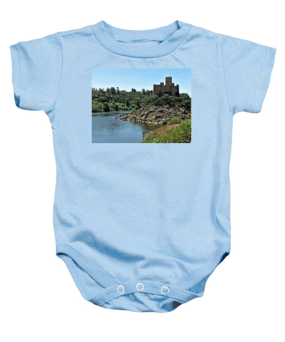 Templar Baby Onesie featuring the photograph Templar Castle of Almourol Scene by Angelo DeVal