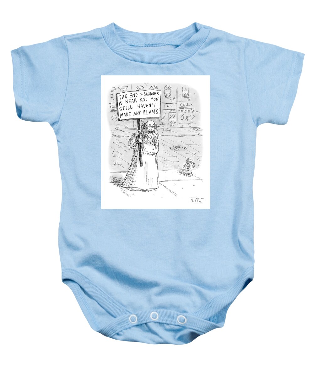 Captionless Baby Onesie featuring the drawing The End of Summer is Near by Roz Chast