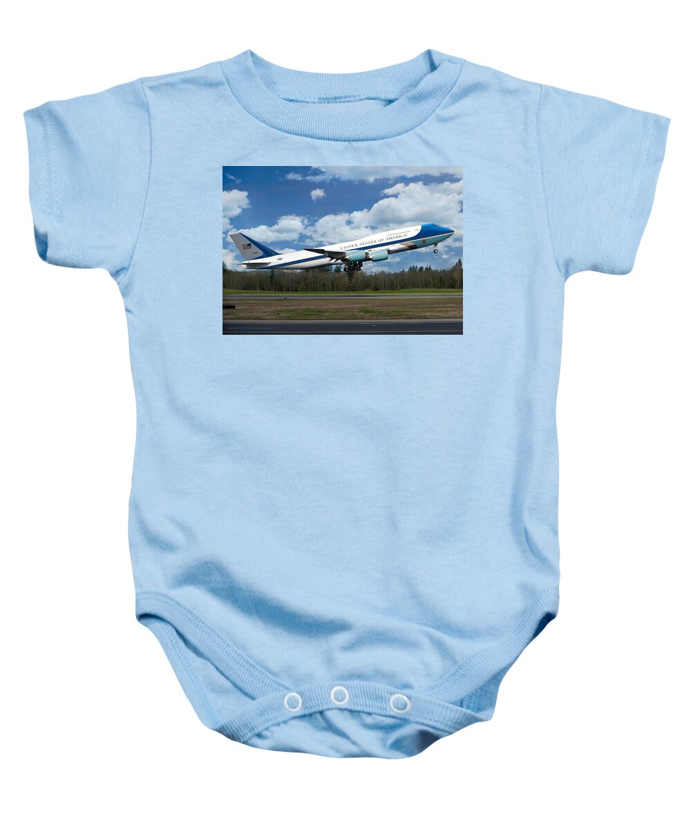 Air Force One Baby Onesie featuring the digital art The New VC-25 Air Force One by Custom Aviation Art