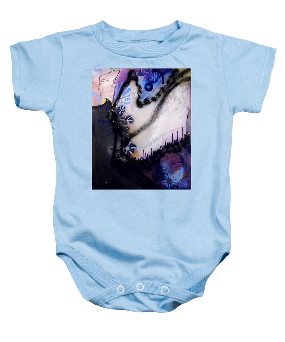 Blue Baby Onesie featuring the painting The Oracle by Leslie Porter