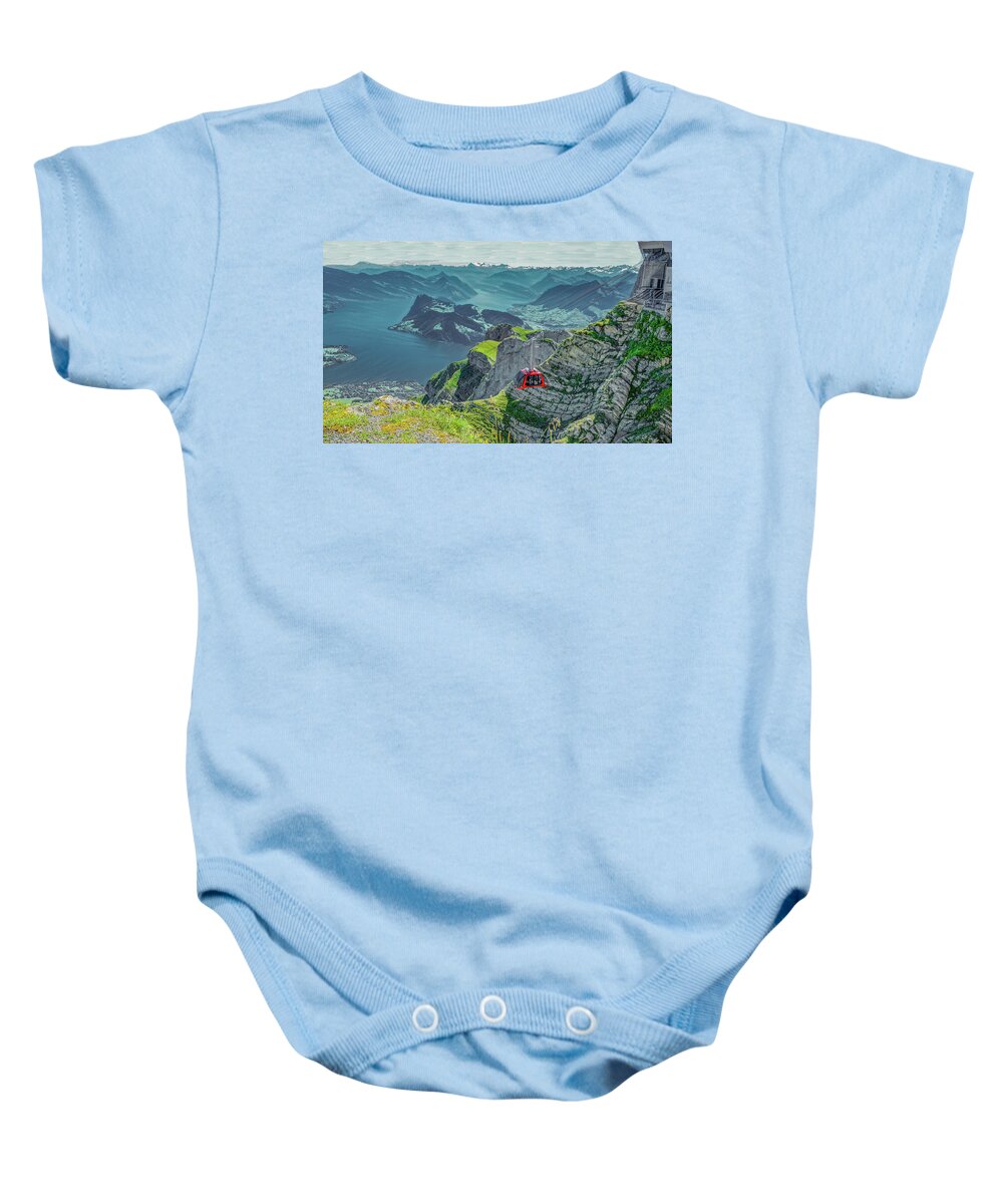 Switzerland Baby Onesie featuring the photograph The Top of the World in the Swiss Alps by Marcy Wielfaert