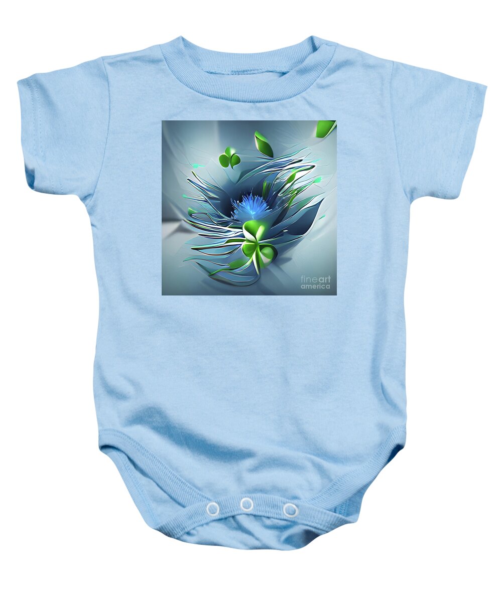 Thistle; Clover; Flower; Leaves; Abstract; Dreamy; Surreal; Square; Baby Onesie featuring the photograph Thistle and Clover by Tina Uihlein