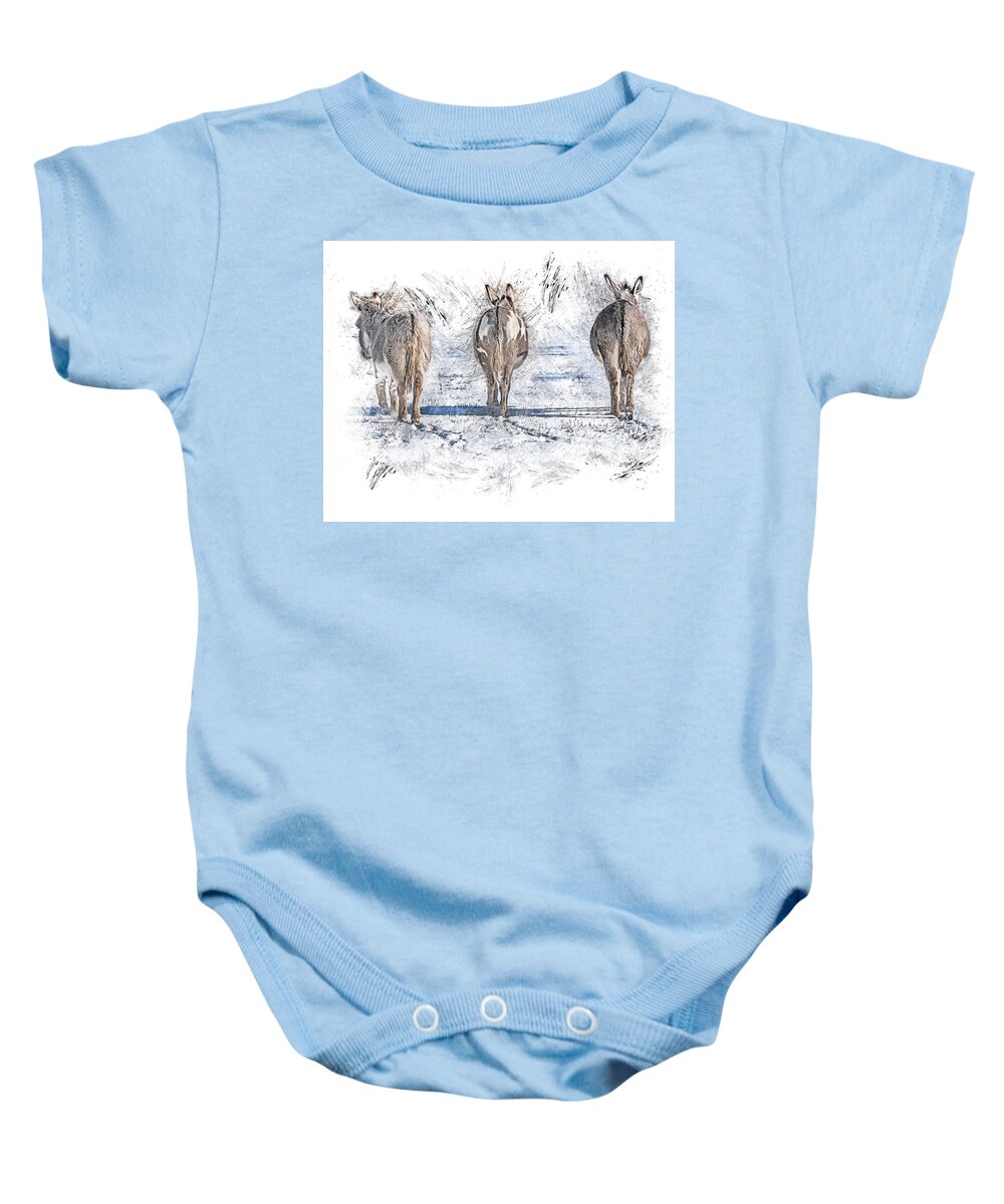 Donkey Baby Onesie featuring the photograph Three Amigos by Jennifer Grossnickle