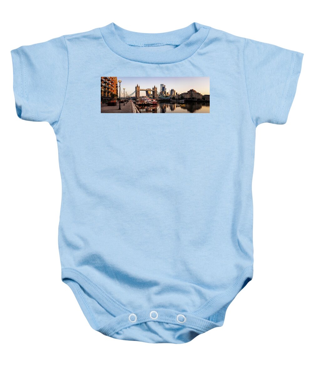 London Baby Onesie featuring the photograph Tower Bridge London Thames River Skyline by Sonny Ryse