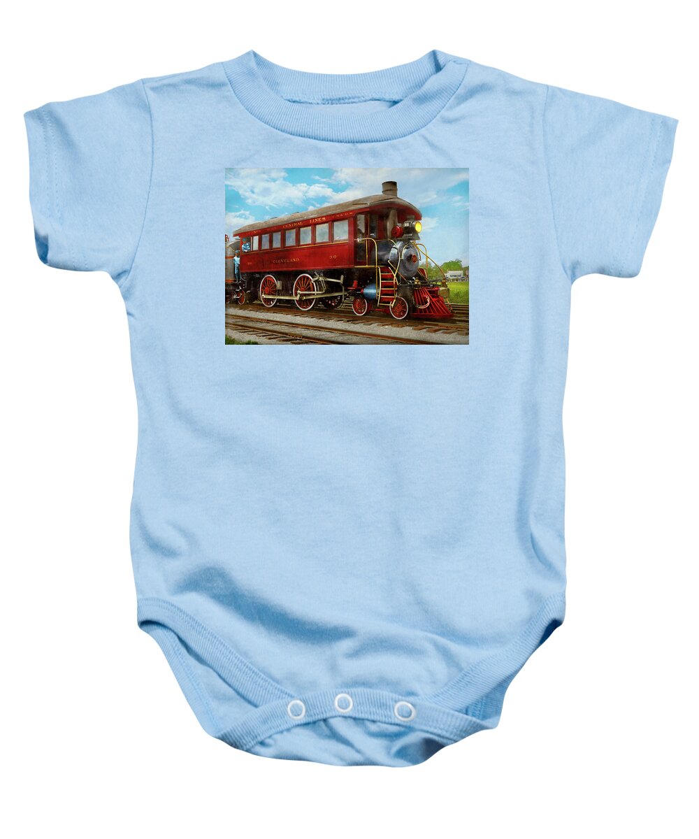 Train Baby Onesie featuring the photograph Train - Locomotive - The limo of locomotives 1910 by Mike Savad