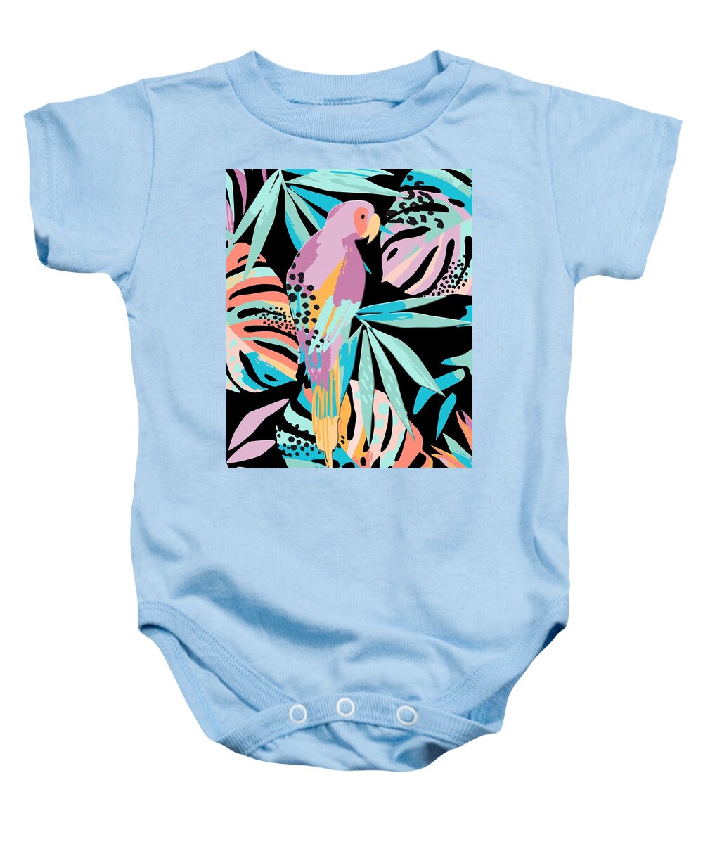 Macaw Baby Onesie featuring the digital art Tropical Island Macaw by HH Photography of Florida