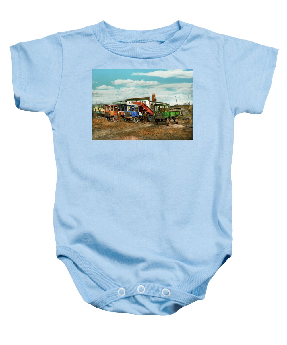 Sm Frazier Baby Onesie featuring the photograph Truck - Dump Truck - Wilcox Trux 1912 by Mike Savad
