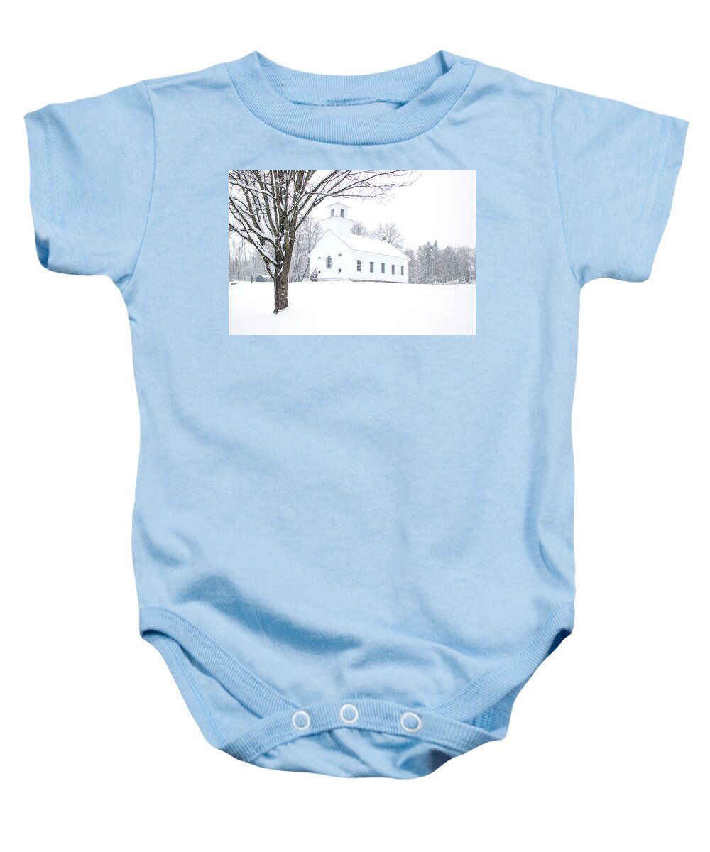 Church Baby Onesie featuring the photograph Union Meeting House Burke Hollow Vermont by John Rowe