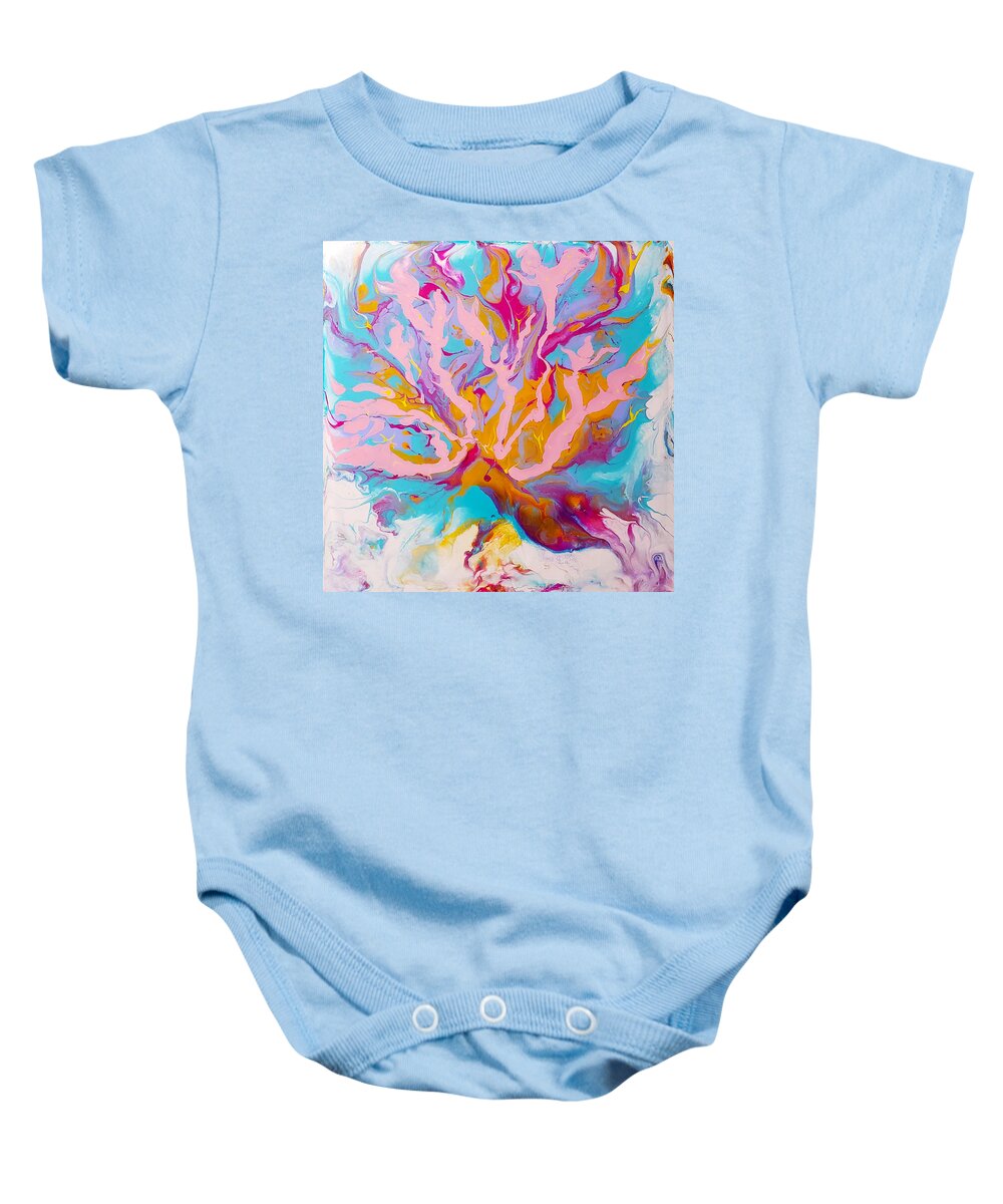 Abstract Baby Onesie featuring the painting Upbeat by Christine Bolden