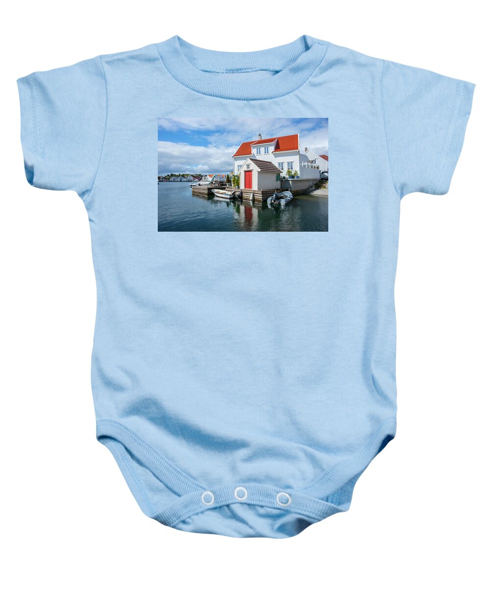 Norway Baby Onesie featuring the photograph View of Skudeneshavn harbour by Max Blinkhorn