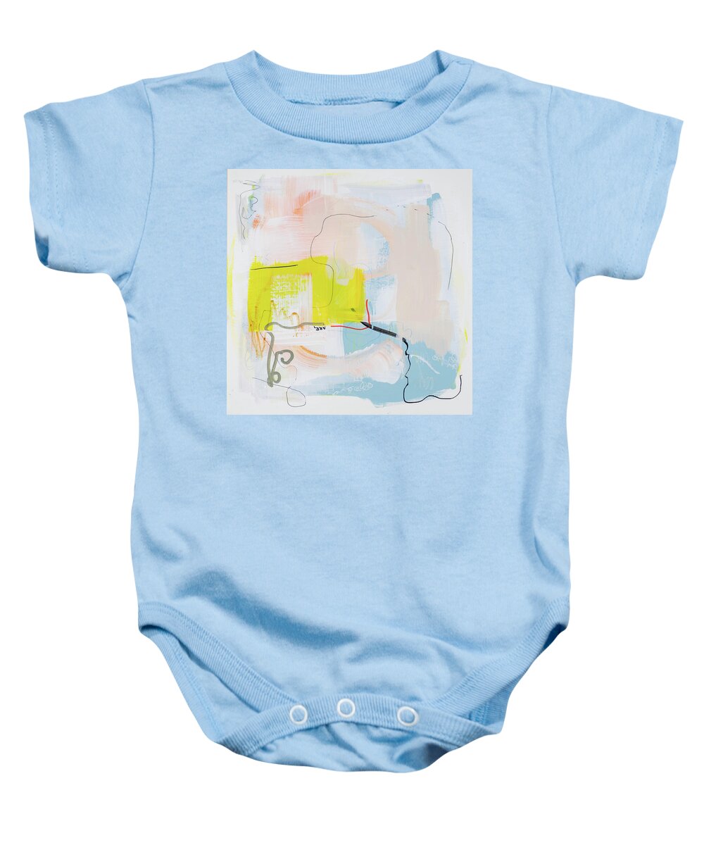 * Bold Abstract Square Baby Onesie featuring the painting Vivid Eclat - Upside Down Unveiling by Maria Lankina