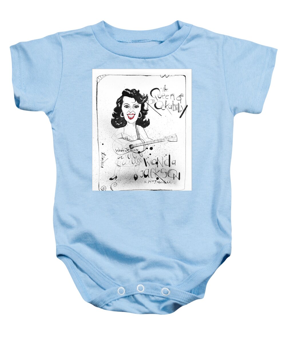  Baby Onesie featuring the drawing Wanda Jackson by Phil Mckenney