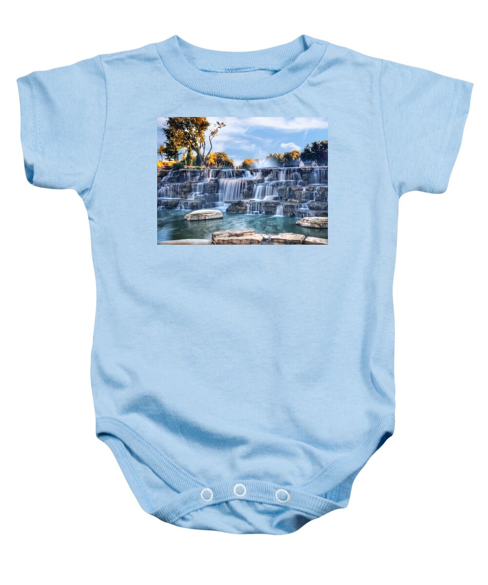 Rivercenter Baby Onesie featuring the photograph Waterfall at The Rivercenter by Doris Aguirre