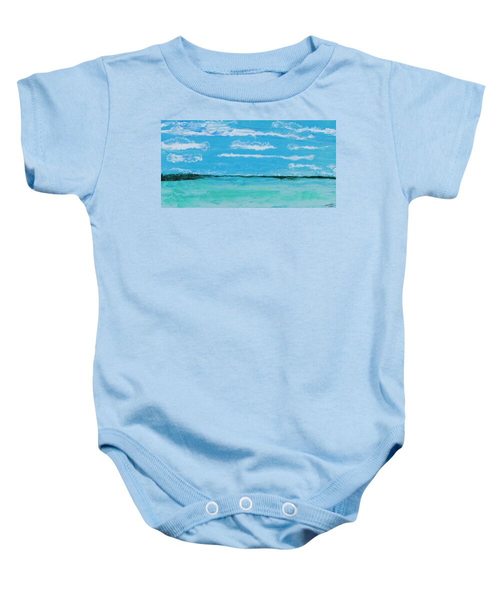 Seascape Baby Onesie featuring the painting West Harbor Key Channel by Steve Shaw