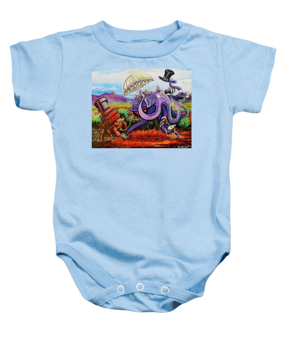 Octopus Baby Onesie featuring the painting Where's Taos by David Sockrider