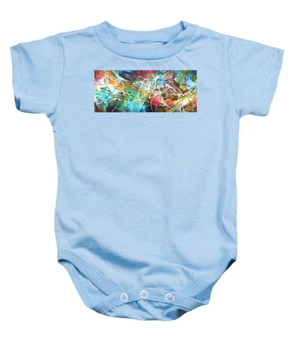 Abstract Baby Onesie featuring the painting White Treasure by Michael Lang