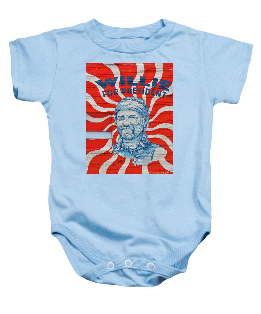 Willie For President Mural Baby Onesie featuring the photograph Willie For President Mural by Bee Creek Photography - Tod and Cynthia