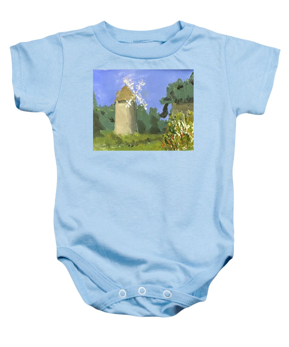  Baby Onesie featuring the painting Windmill in France by John Macarthur