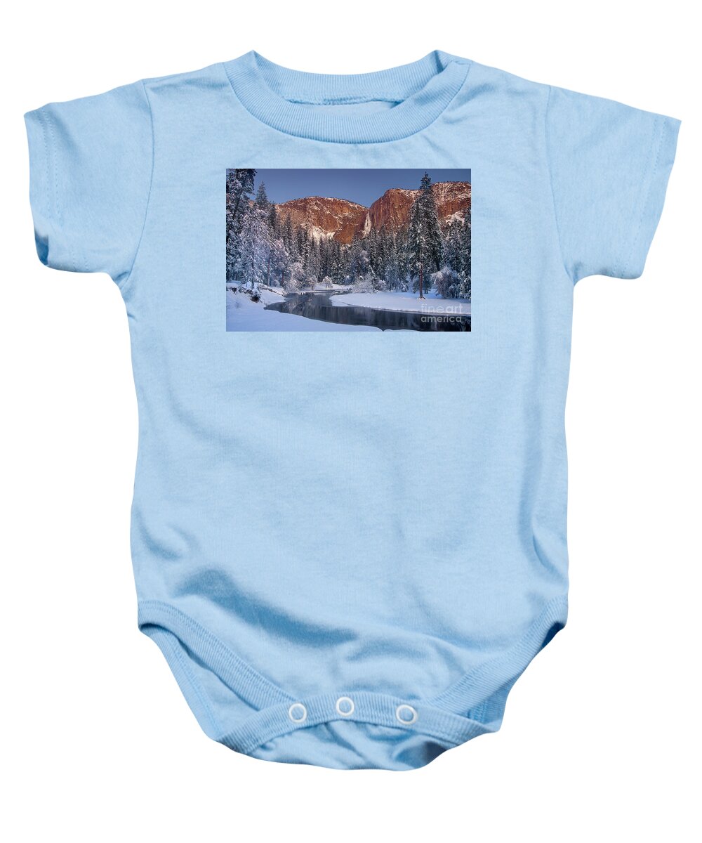 Dave Welling Baby Onesie featuring the photograph Winter Morning Yosemite Falls Yosemite National Park by Dave Welling