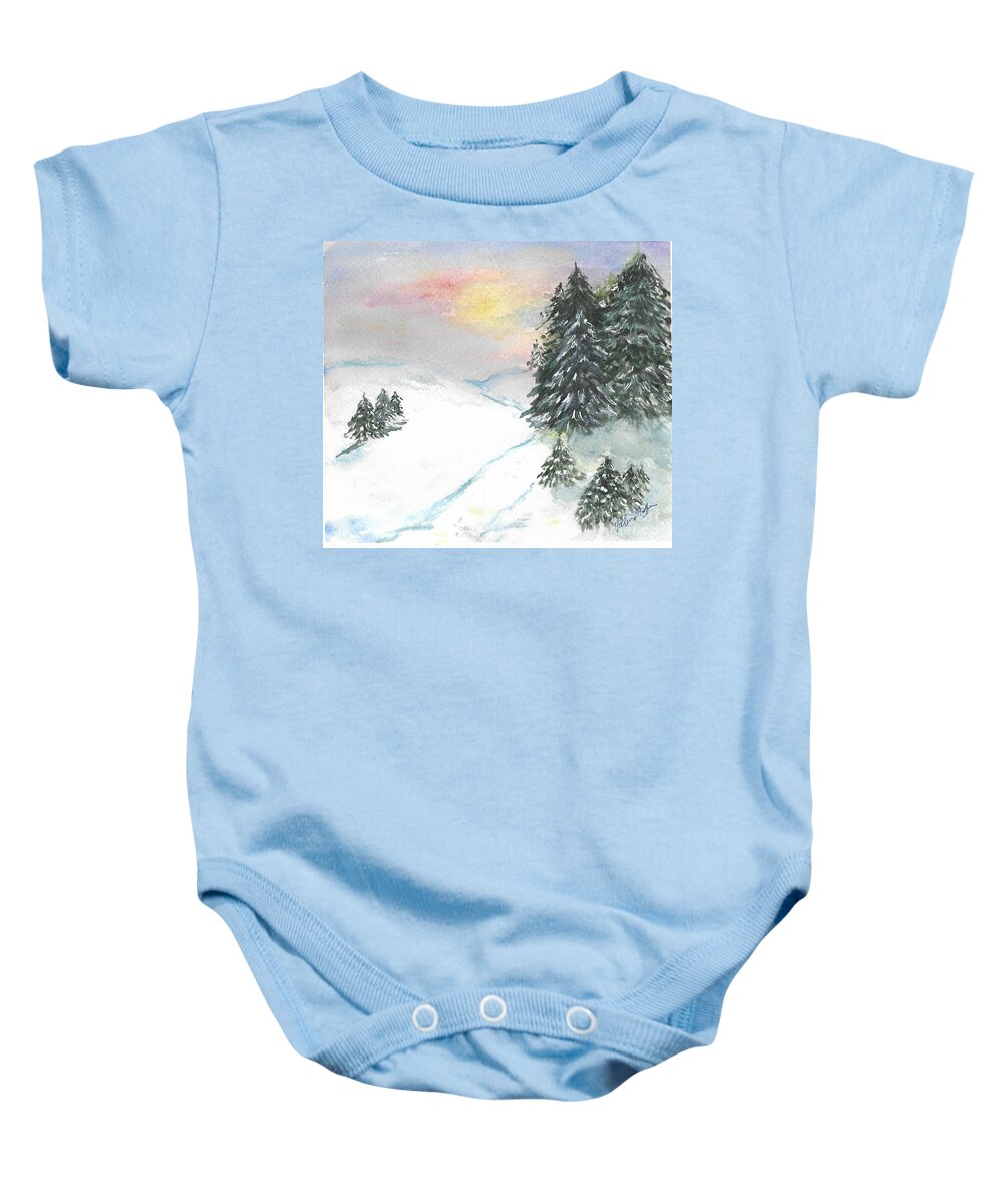 Winter Baby Onesie featuring the painting Winter Scene in Pennsylvania by Valerie Shaffer