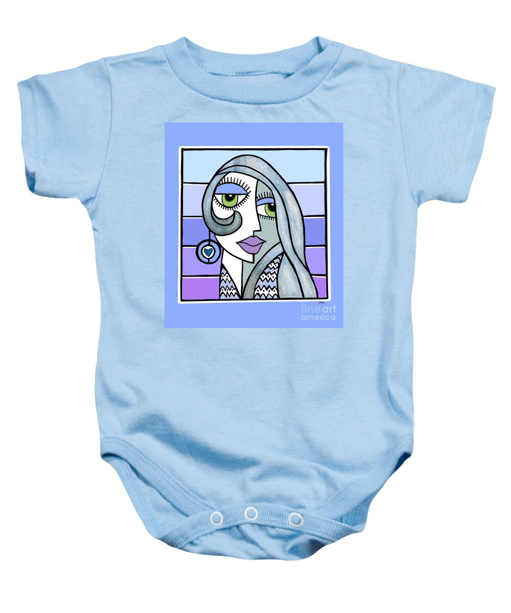 Lady Baby Onesie featuring the digital art Woman with Earring 2 by Diana Rajala