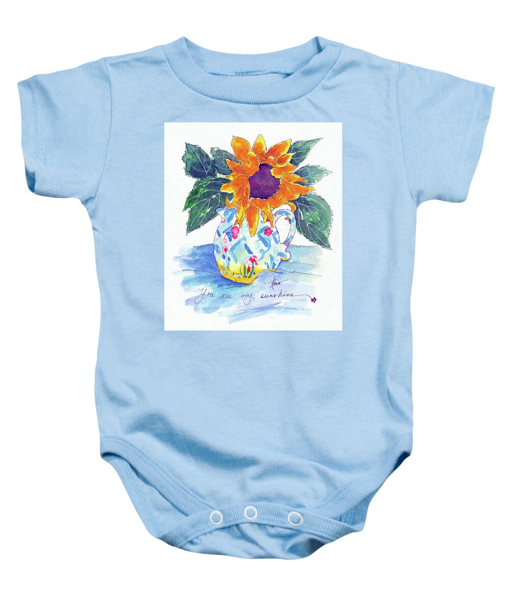 Watercolors Baby Onesie featuring the painting You Are My Sunshine by Adele Bower