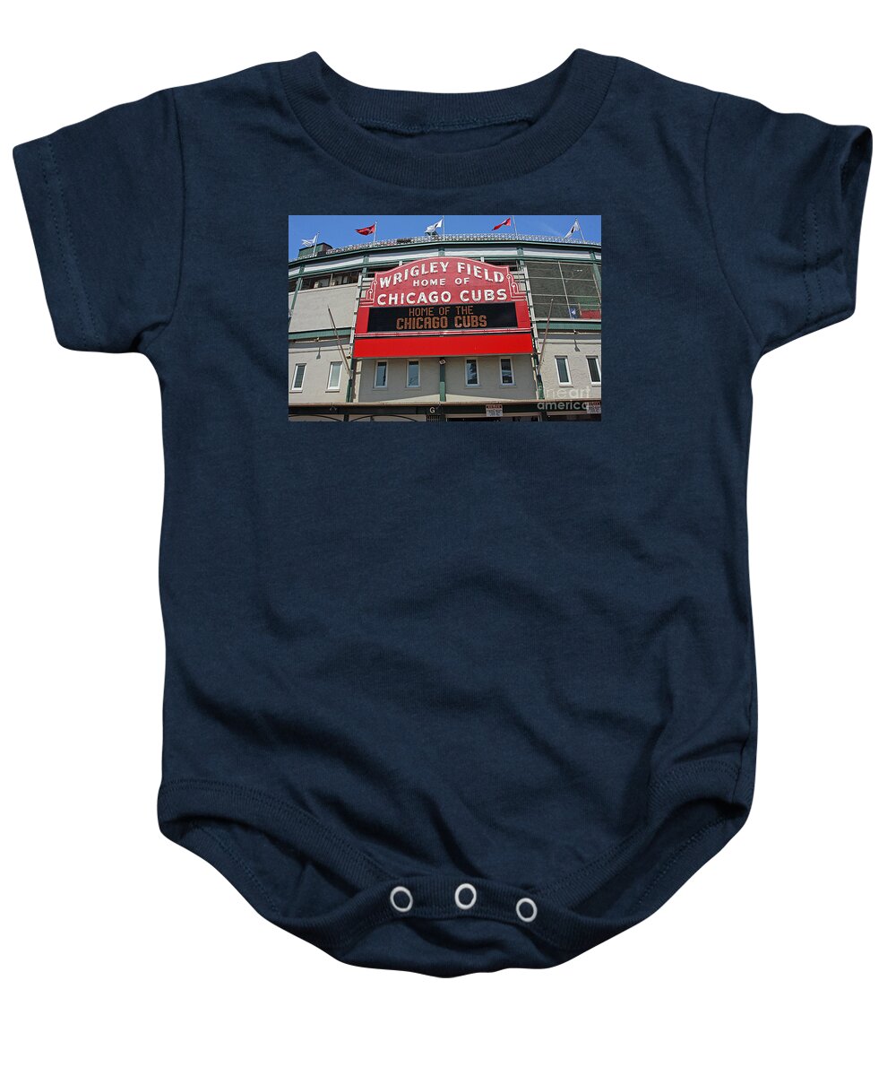 Wrigley Baby Onesie featuring the photograph 0601 Wrigley Field by Steve Sturgill