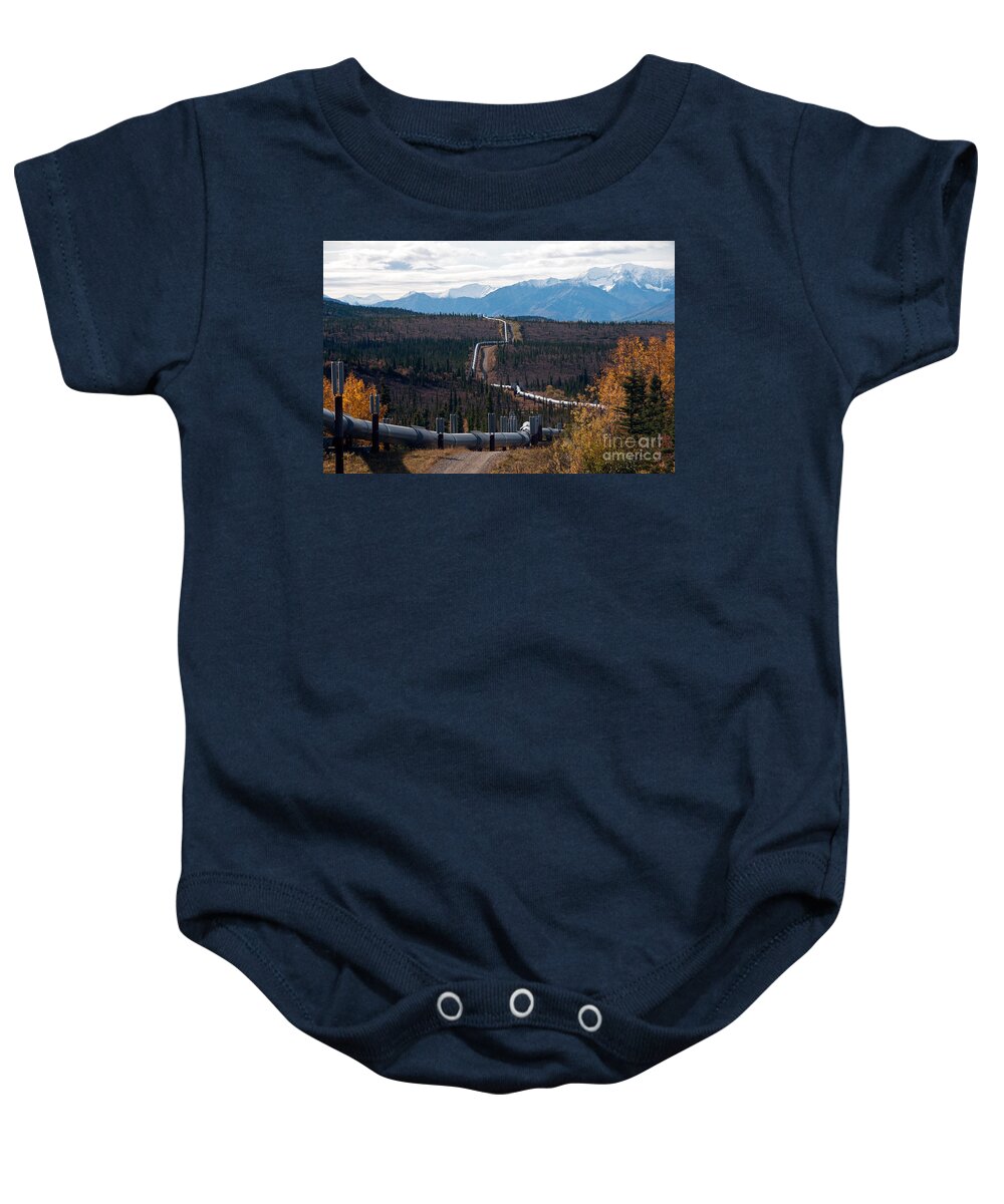 Nature Baby Onesie featuring the photograph Alaska Oil Pipeline by Mark Newman