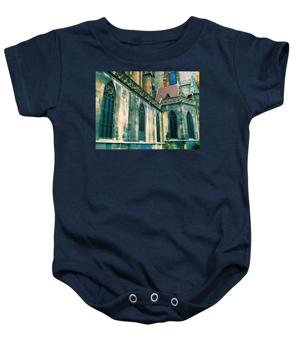 St. Martin's Church Baby Onesie featuring the digital art Five Window Arches by Maria Huntley