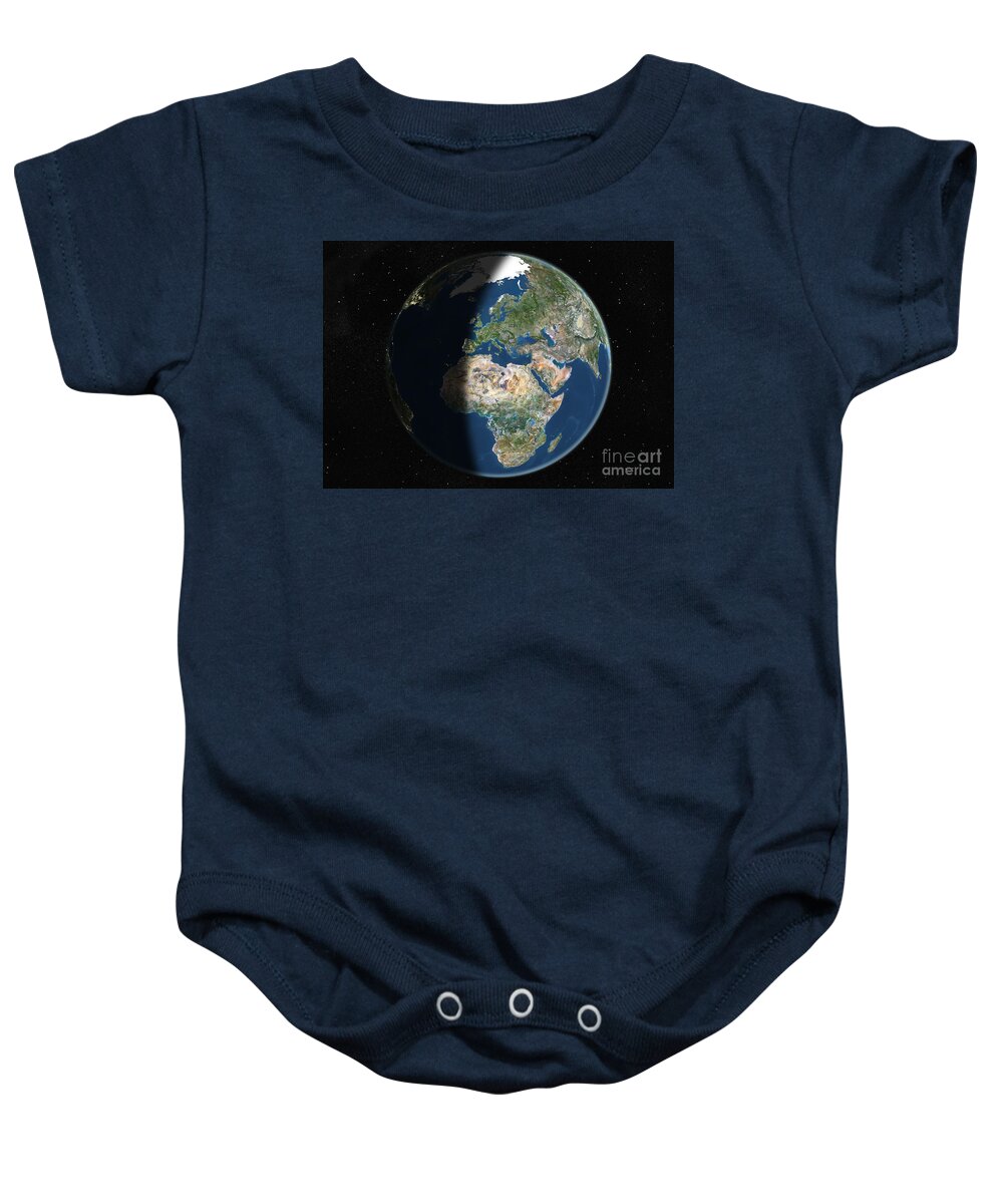 Globe Baby Onesie featuring the photograph Globe Centered On Europe & Africa #1 by Planet Observer