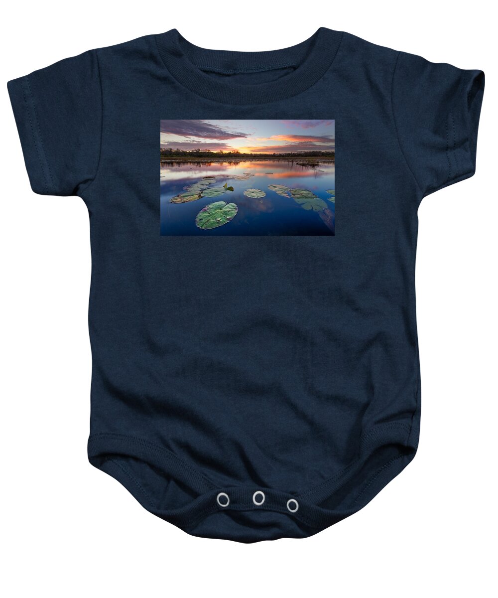 Clouds Baby Onesie featuring the photograph Everglades at Sunset by Debra and Dave Vanderlaan