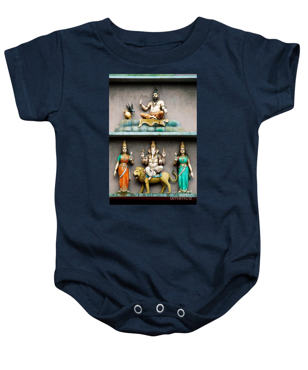 Hindu Temple Indian Gods Kuala Lumpur Malaysia Gods Deities Deity Colorful Bright Travel South East Asia Asian Exotic Religious Belief Art Sacred Holidays Tourism Tourist Eastern Baby Onesie featuring the photograph Hindu temple with indian gods kuala lumpur malaysia #2 by JM Travel Photography