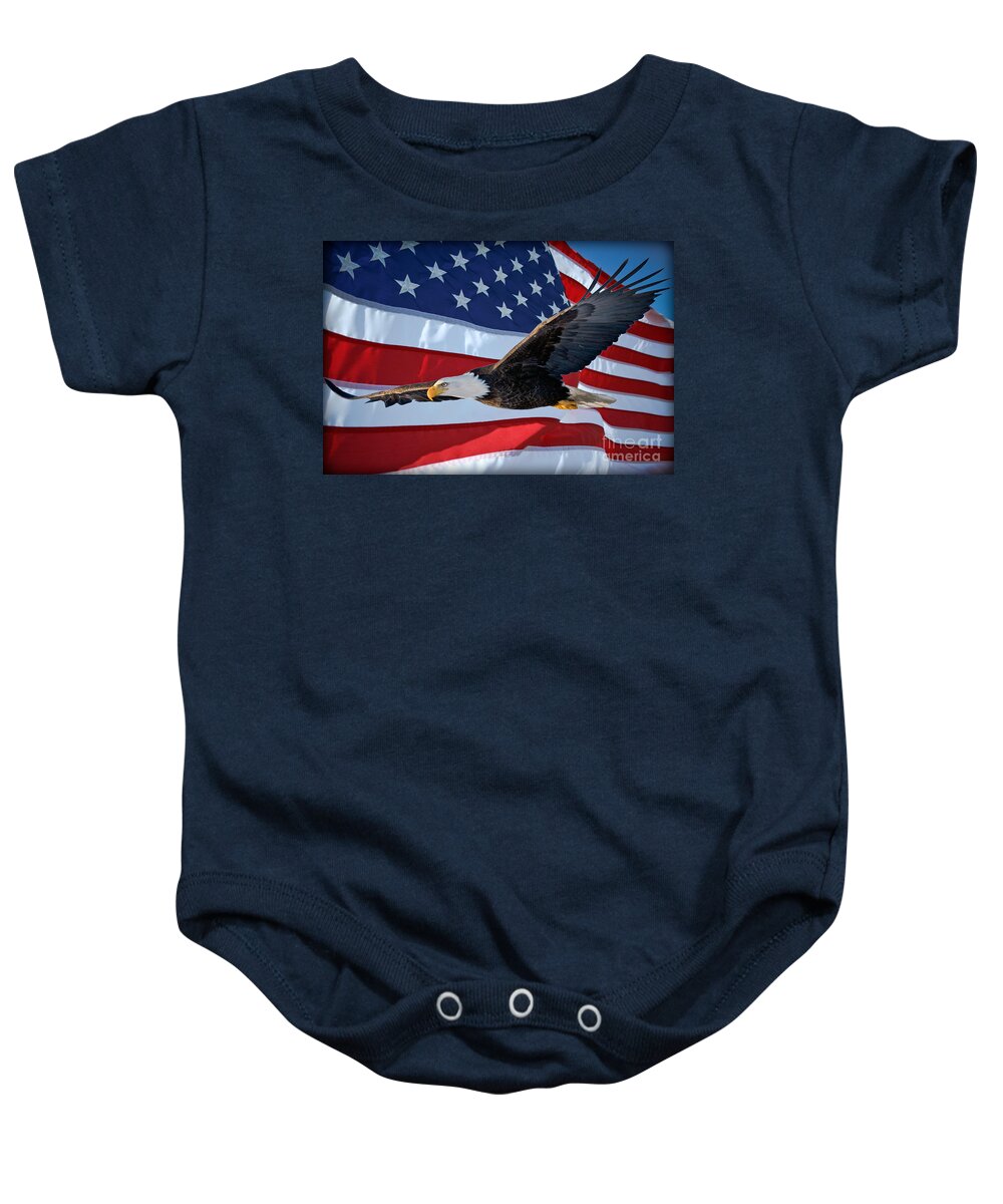 America Baby Onesie featuring the photograph American Proud by Gary Keesler
